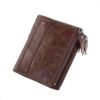 Billetera Cuero Genuino Monedero Proteccion RFID Doble Cremallera Retro (1) Cartera Billetera De Cuero Genuino Monedero Y Cremallera