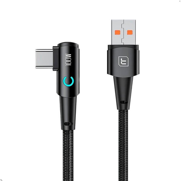 Cable Trenzado Tipo Usb-a Tipo-c 100w Carga Rapida 2 Mt 90°