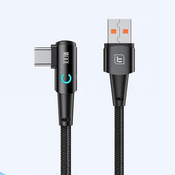 Cable Trenzado Tipo Usb-a Tipo-c 100w Carga Rapida 2 Mt 90°