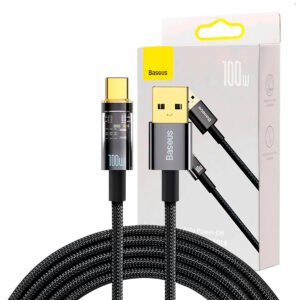 Cable Carga Baseus 100w 2 Metros Con Apagado Inteligente