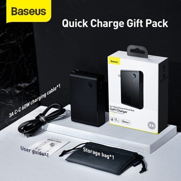 Power Bank Baseus 10000 mAh 45W 2 en 1 - Juamppe (11) Baseus Power Bank 2 En 1 Gan Charger 10,000mah 45w Cargador