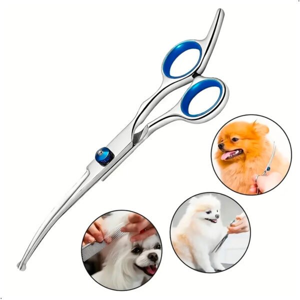 Juego de tijeras de aseo para mascotas, kit profesional de 5 piezas de acero inoxidable para perros o gatos con tijeras de corte de 7.5 pulgadas, tijeras profesiona Tijeras Para El Cuidado De Mascotas 4 Tijeras Y 1 Peine en ACERO