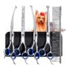 Juego de tijeras de aseo para mascotas, kit profesional de 5 piezas de acero inoxidable para perros o gatos con tijeras de corte de 7.5 pulgadas, tijeras profesional (1) Tijeras Para El Cuidado De Mascotas 4 Tijeras Y 1 Peine en ACERO