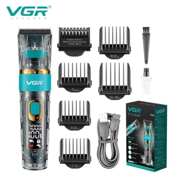 Maquina Cortadora De Pelo Vgr V-695 Digital Transparente (2) Maquina Cortadora De Pelo Cabello VGR 695 Inalambrico