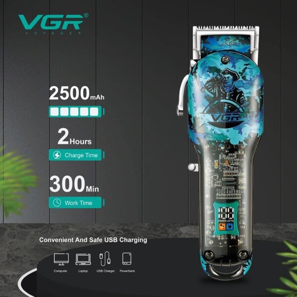 Maquina de corte Cabello VGR Inalambrico Patillera (3) Maquina De Corte De Pelo Inalambrica Vgr V-685 Diseño Pirata