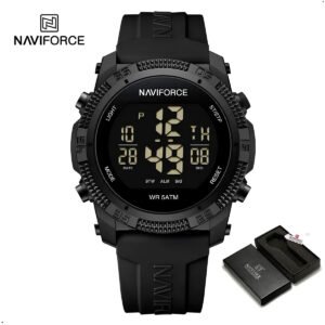 NAVIFORCE NF7104 Reloj electrónico con correa de silicona resistente al agua y alarma informal digital LCD para hombre (15) Reloj Pulsera Naviforce 7104 Pantalla Digital Lcd Deportivo