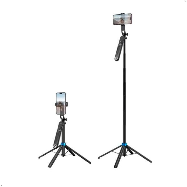 Palo Selfie Soporte antivibración para transmisión en vivo HOCO K22 de aleación de aluminio práctico (5) Palo Selfie Stick Hoco K22 Control Remoto Bluetooth Tripode 1,75m
