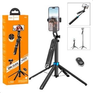 Palo Selfie Soporte antivibración para transmisión en vivo HOCO K22 de aleación de aluminio práctico (6) Palo Selfie Stick Hoco K22 Control Remoto Bluetooth Tripode 1,75m