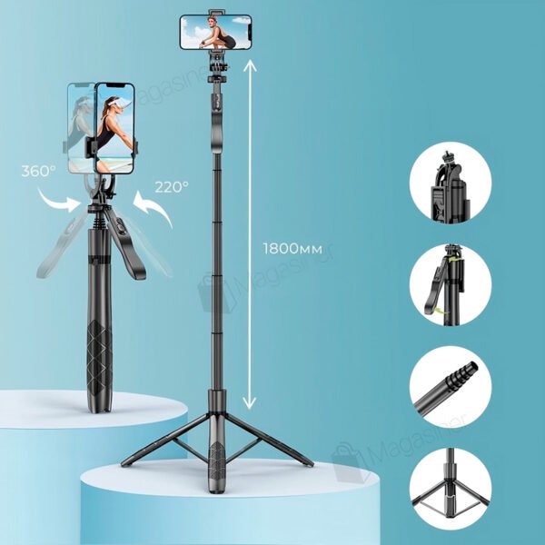 Palo Selfie XO SS15 Celular y Camara Go Pro (6) Palo Selfie Tripode Xo Para Celular Go Pro 180cm Bluetooth