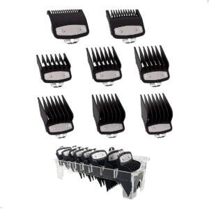 Peinetas Profesional Clipper Kemei Wahl, VGR Peinetas metalica (5) Set De 8 Peinetas Para Clipper Clip De Metal Negro