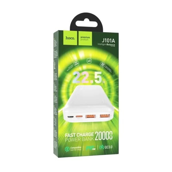 Power Bank hoco J101A 20000mAh 22.5w Blanco (3) Power Bank 20000mah 22.5w Hoco J101A Cargador Portatil Carga Rapida