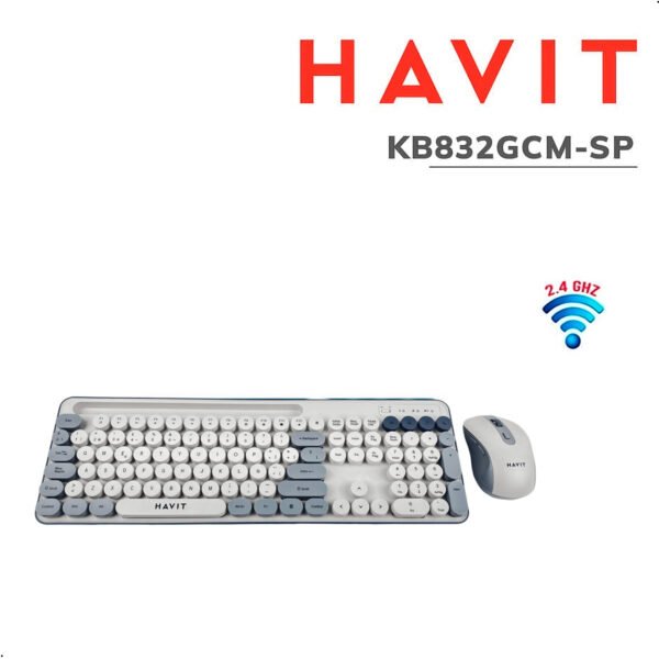 Combo Havit 45308 Gris Teclado Mouse KB832GCM-SP Inalambrico (6) Combo Teclado Y Mouse Inalambrico Havit KB832GCM-SP