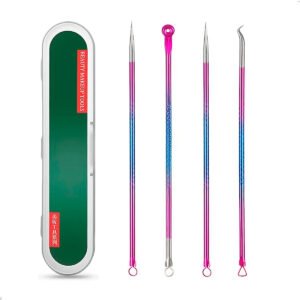 Extractor de Espinillas Comedones Puntos Negros Acnes 4 piezas Tornasol Acero Inoxidable (1) Kit Extractor De Espinillas Y Puntos Negros 4 Unidades Acero