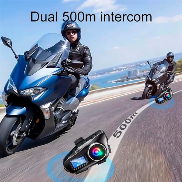 Intercomunicador Q58-MAX Casco de Moto Bluetooth Auriculares Altavoces IP65 Resistente al Agua Auriculares de Casco Radio FM - Micrófono Duro (12) Intercomunicador Lantun Q58 Max Bluetooth Para Casco De Moto