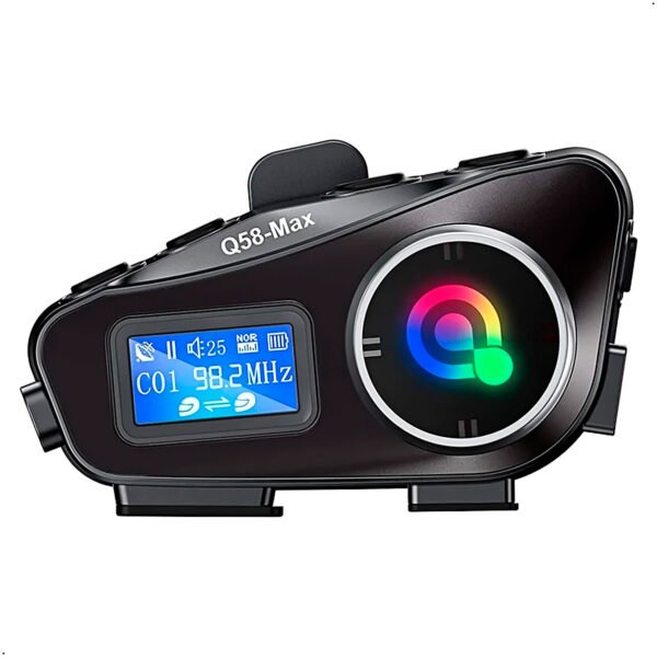 Intercomunicador Q58-MAX Casco de Moto Bluetooth Auriculares Altavoces IP65 Resistente al Agua Auriculares de Casco Radio FM - Micrófono Duro (4) Intercomunicador Lantun Q58 Max Bluetooth Para Casco De Moto