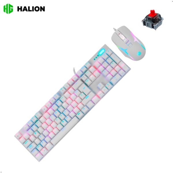 Kit Combo Halion Damon SW Red HA-863C Teclado mecanico y mouse (5) Kit Mouse Y Teclado Halion Damon Ha-k863c Luces Led Rgb