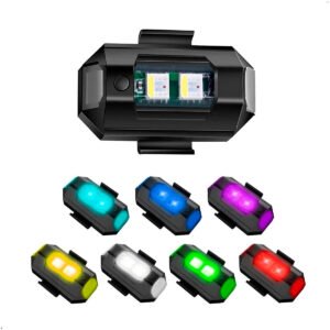 Luz estroboscópica para motocicleta, luz LED anticolisión para bicicleta, avión, vuelo nocturno, intermitente, señal de advertencia, 7 colores, Mini USB (10) Luces Estroboscópicas Led Inalámbricas 7 Colores Recargable Carga Usb