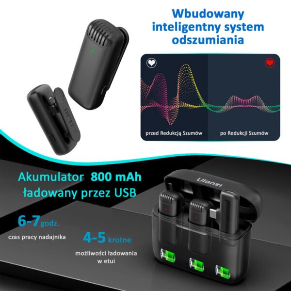 Microfono Lavalier Inalambrico Ulanzi J12 Usb Tipo C (6) Micrófono De Solapa Inalámbrico Ulanzi J12 Tipo C