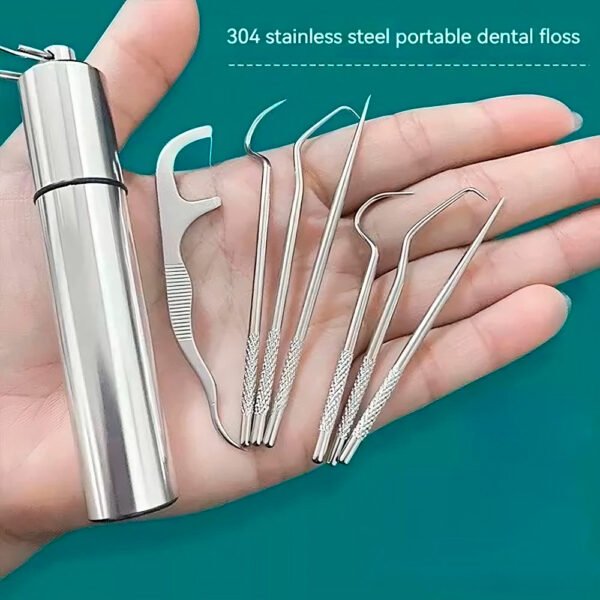 Kit Limpieza Dental Acero Inoxidable Higiene Dientes 7pcs
