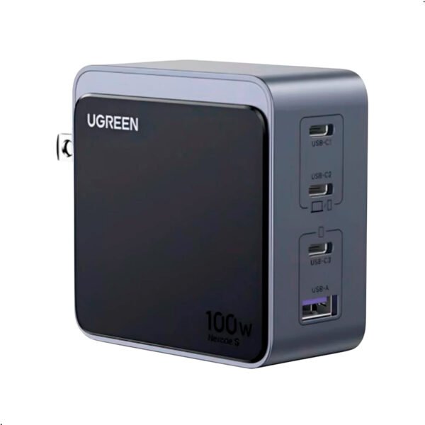 Ugreen Nexode S Cargador Rápido 100W GaN 3 Puertos USB-C 1 Puerto USB-A PD3.0QC Gris (1) Cargador De Pared Ugreen De 100w Nexode Gan 4 Puertos Carga Rapida