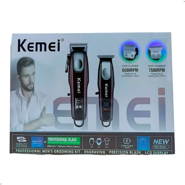 Combo Kemei KM 8526 Trimmer Clipper Inalambrico (1) Máquina Kemei Km-8526 Combo Trimmer Clipper Inalambrica