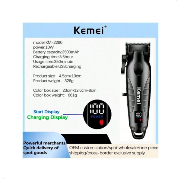 Maquina Corte Cabello Kemei KM 2290 Inalambrico (3) Kemei Km-2290 Cortadora De Pelo Afeitadora Eléctrica Clipper