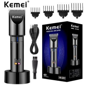 Maquina Corte Cabello Kemei KM 3293 Inalambrico Clipper (12) Kemei Km-3293 Cortadora De Pelo Con Clipper Base Recargable