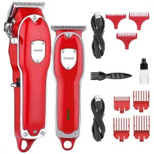 Maquina Corte Cabello Kemei KM 3911 Inalambrica Combo Patillera (6) Kemei KM-3911 Maquina Cortar Cabello Recargable Combo Trimmer y Clipper