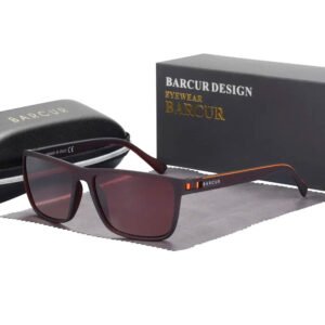 BARCUR-gafas de sol polarizadas TR90 para hombre y mujer, lentes deportivas ligeras, accesorio de protección UVAB (1) Lentes Barcur 2139 Polarizado Proteccion Uv400 Con Estuche Sport Marrón