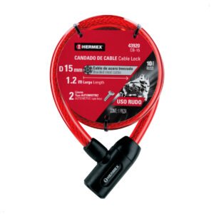 Cable Candado Hermex de uso Rudo (2) Candado Cadena Bicicleta Moto Con Llave 15mm Hermex Cb-15 Color Rojo