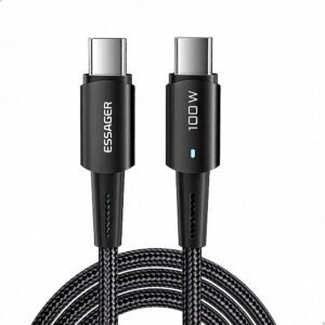 Cable de carga de teléfono móvil con carga rápida para Xiaomi Samsung Huawei Macbook, cable de carga tipo C a C PD100W (1) Essager Cable Usb-c A Usb-c 100w Carga Rápida
