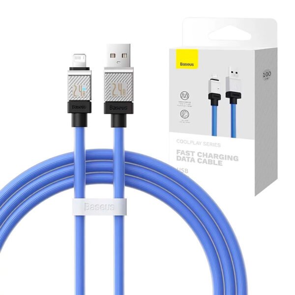 Cable de carga rápida Baseus USB-A a Lightning Coolplay Series 1m, 2.4A (Lila) (1) Baseus Cable Usb A - Lightning Ipad Iphone Cargar Rapida 1m Azul