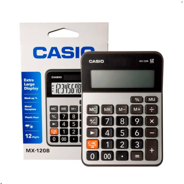 Calculadora Casio Mx-120b Solar 12 Dígitos Nuevo Original Gris Oscuro