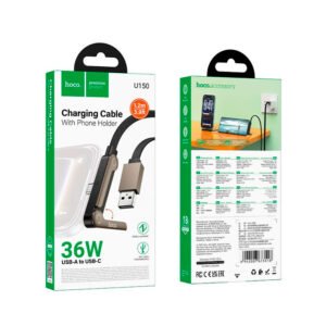 Cable Hoco U150 Usb A A Usb C 36w 1.2m Con Soporte Celular