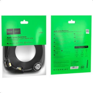 Cable De Red Hoco Cat6 Plano Cobre Puro Rj45 10m Negro