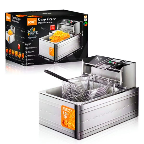 Freidora Eléctrica Raf 5.5l Profesional Para Restaurantes Gris 50 Hz 60 Hz (1) Freidora De Aceite Raf R.5220 5.5l 2500w Acero Inoxidable
