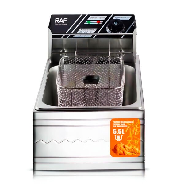 Freidora Eléctrica Raf 5.5l Profesional Para Restaurantes Gris 50 Hz 60 Hz (8) Freidora De Aceite Raf R.5220 5.5l 2500w Acero Inoxidable