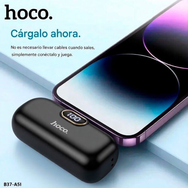 HOCO A5C A5i Mini Power Bank 5000mAh, salida Tipo-CiOS, portátil, con indicador LED. (11) (1) Hoco A5c Power Bank 5000mah Tipo C Panatalla Led