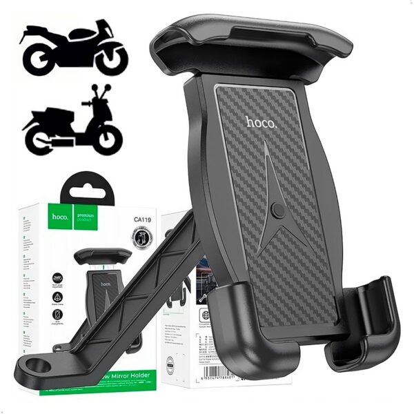 Holder Moto Motociclista Timon Espejo Hoco CA119 (1) Holder Soporte Celular Hoco Para Moto Bicicleta Scooter
