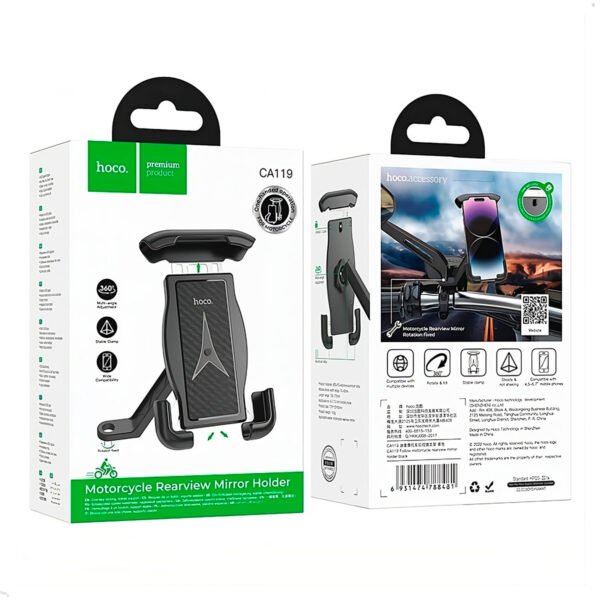 Holder Moto Motociclista Timon Espejo Hoco CA119 (2) Holder Soporte Celular Hoco Para Moto Bicicleta Scooter