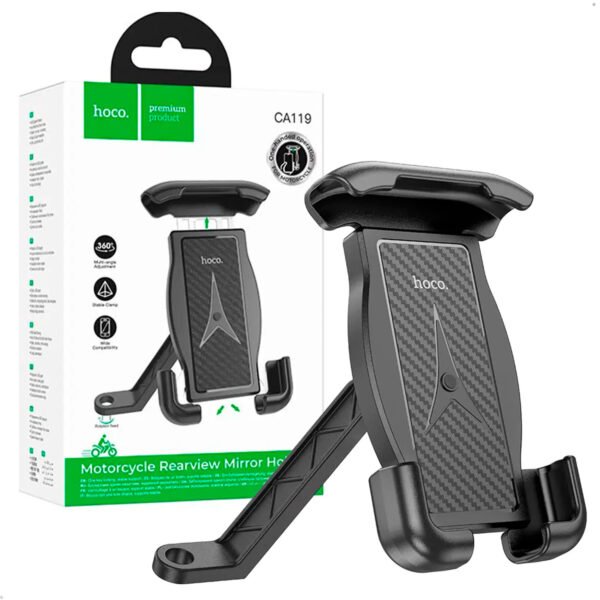 Holder Moto Motociclista Timon Espejo Hoco CA119 (6) Holder Soporte Celular Hoco Para Moto Bicicleta Scooter