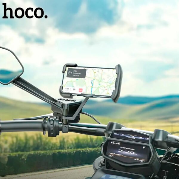 Holder Moto Motociclista Timon Espejo Hoco CA119 (7) Holder Soporte Celular Hoco Para Moto Bicicleta Scooter