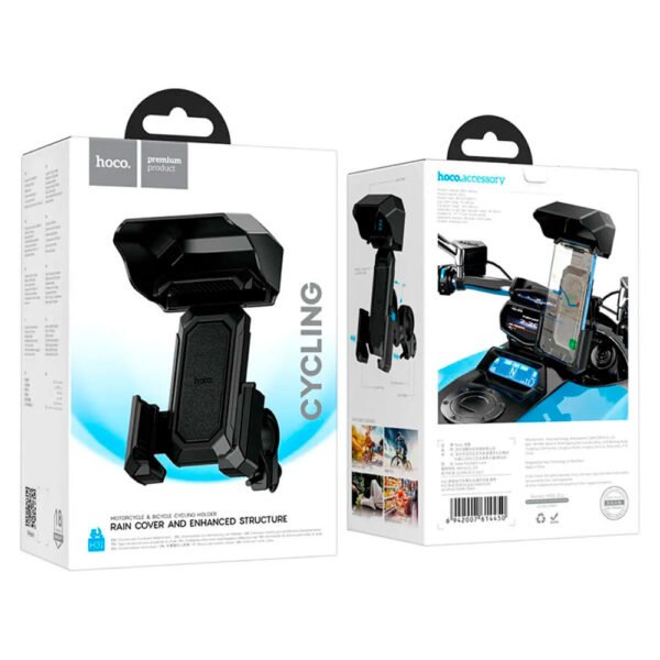 Holder Soporte Porta Celular Motobicicleta Hoco H31 (9) Holder Hoco H31 Para Motocicleta / Bicicleta Con Visera Pro