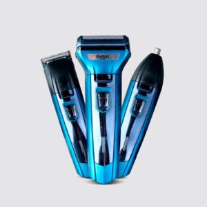 Máquina-Kemei-KM-6330-Azul-Recortadora-3-en-1-para-Barba-Cabello-y-Nariz (2) Máquina Kemei Km-6330 Cortapelos Eléctrica 3 En 1 Azul