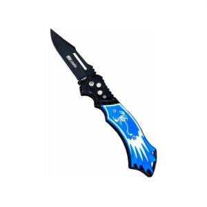 Navaja-Táctica-Automática-K860-Azul-Acero-Inoxidable-23cm (4) Navaja Automática Táctica K860 Azul Con Escorpión 23cm