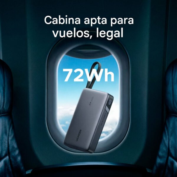 POWER BANK UGREEN 67W 20000 MAH CON CABLE INTEGRADO 55996B (4) Power Bank Ugreen 20000mah 67w Carga Rápida Laptop Cable Usb
