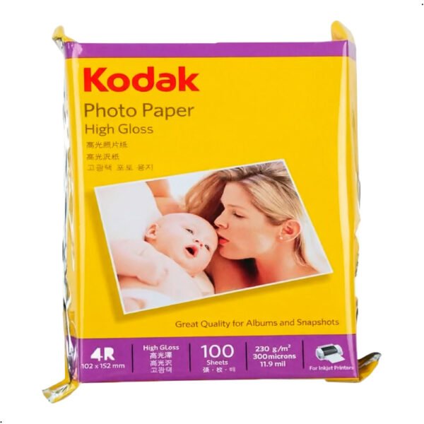 Papel Fotográfico Kodak 4r 10x15cm 230g Alto Brillo X100 Und