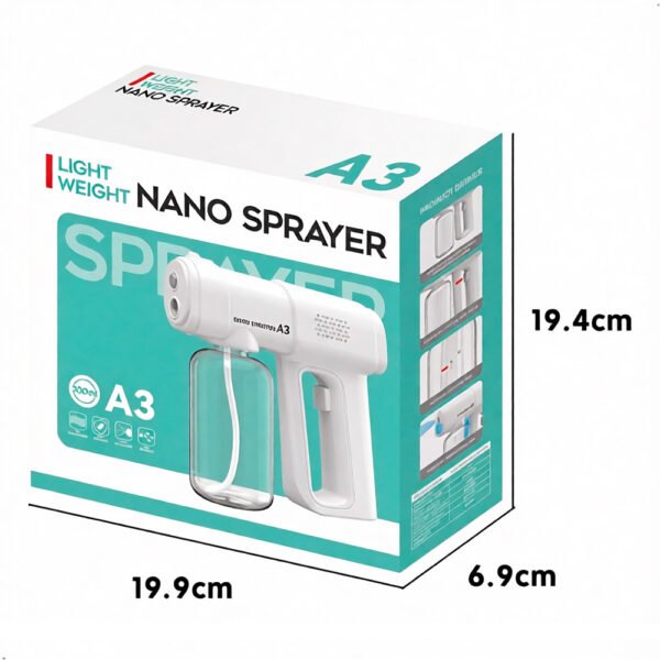 Pistola Rociadora Inalámbrica de Mano con Luz Azul, Atomizador de Alcohol Nano, recargable (5) Nano Atomizador Pulverizador 15w Capacidad 300ml Recargable