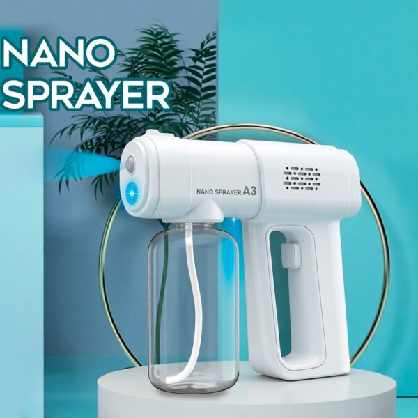 Pistola Rociadora Inalámbrica de Mano con Luz Azul, Atomizador de Alcohol Nano, recargable (8) Nano Atomizador Pulverizador 15w Capacidad 300ml Recargable