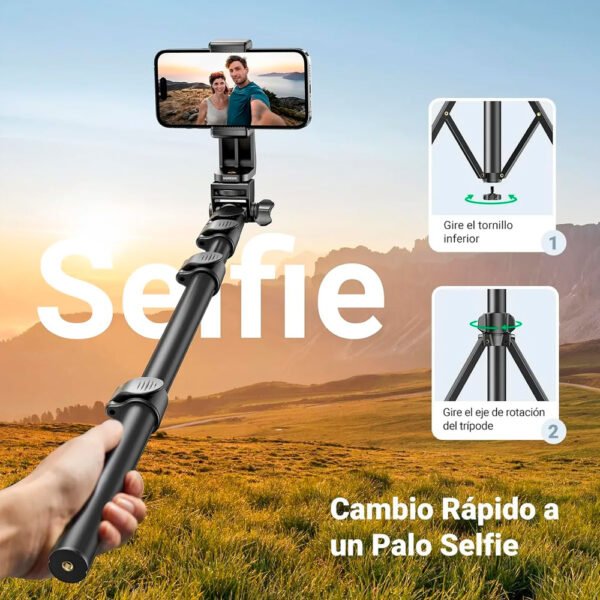 Tripode Ugreen 2en1 Bluetooth Remoto para Telefono iPhone Galaxy GoPro Ugreen LP680 15609 (6) Trípode Ugreen Lp680 Para Smartphone Y Cámara Acción 1.8m